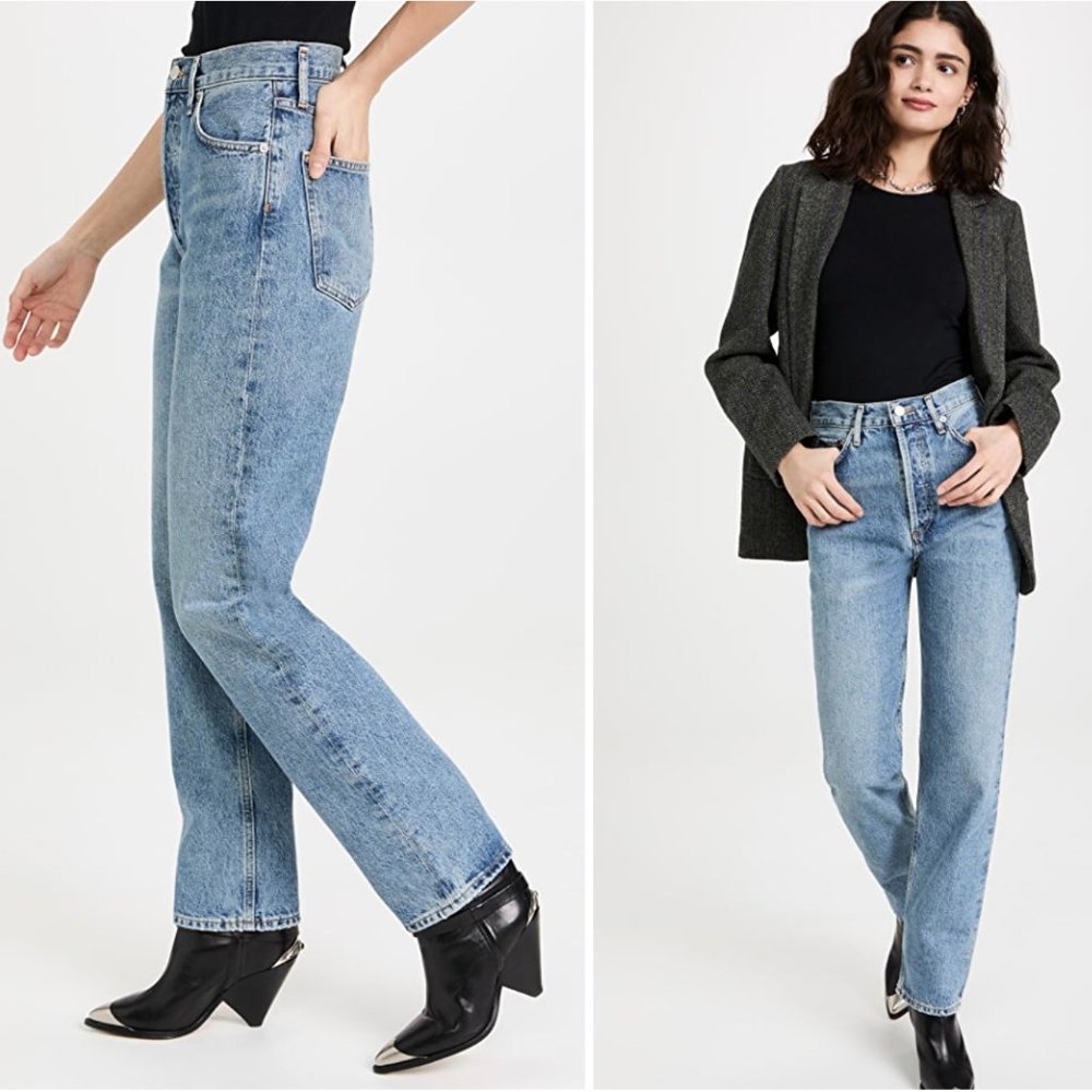 AGOLDE 90's Pinch Waist High Rise Straight Jeans - Size 27 in Navigate